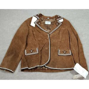 Pamela McCoy Brown‎ Leather Jacket Womens Size Large Western Rodeo New with Tags